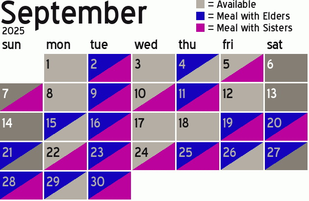 Missionary Dinner Calendar