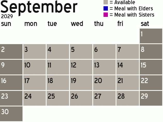 Missionary Dinner Calendar