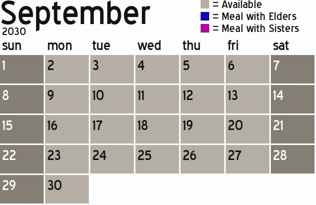Missionary Dinner Calendar