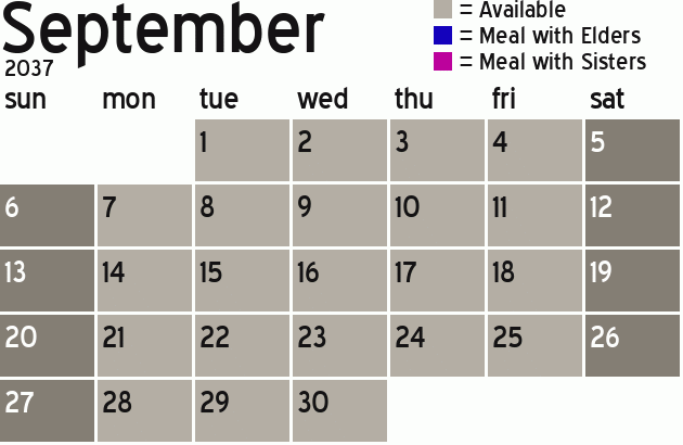 Missionary Dinner Calendar
