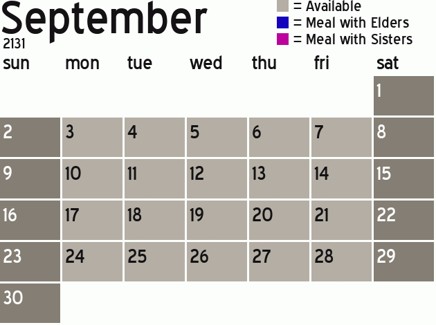 Missionary Dinner Calendar