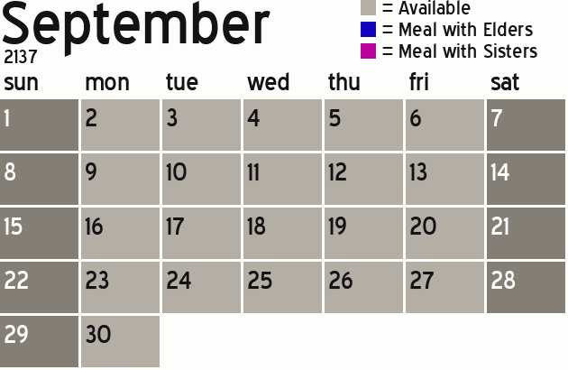 Missionary Dinner Calendar