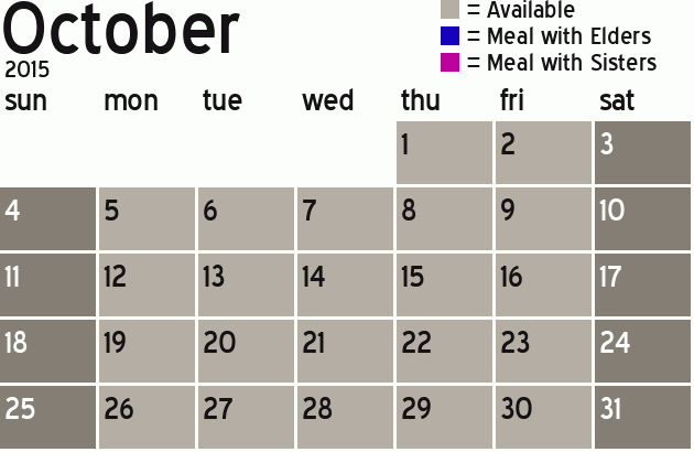 Missionary Dinner Calendar