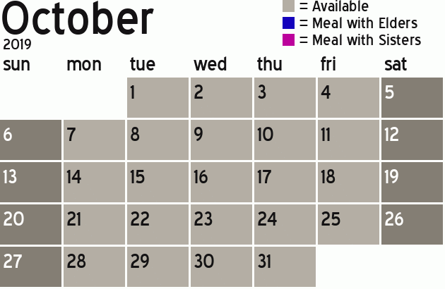 Missionary Dinner Calendar