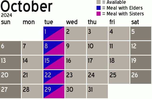 Missionary Dinner Calendar
