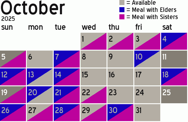 Missionary Dinner Calendar