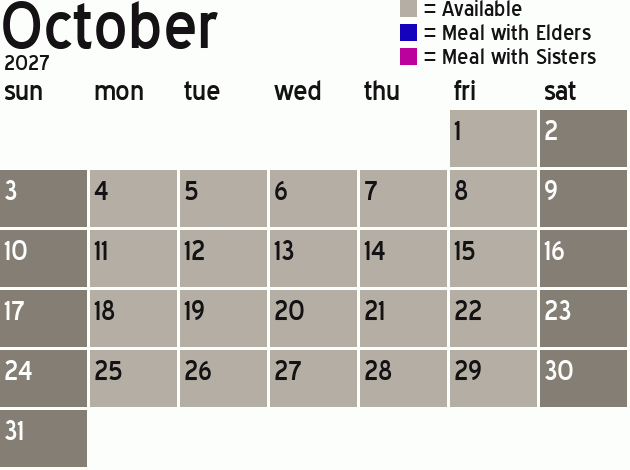 Missionary Dinner Calendar