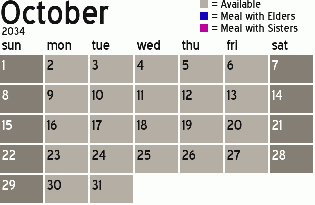 Missionary Dinner Calendar