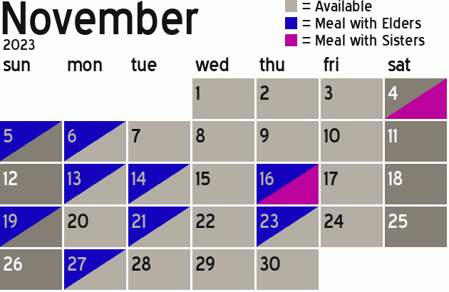 Missionary Dinner Calendar