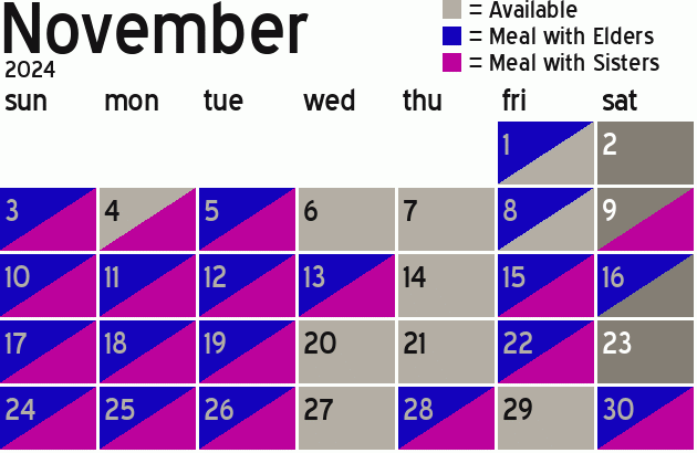 Missionary Dinner Calendar