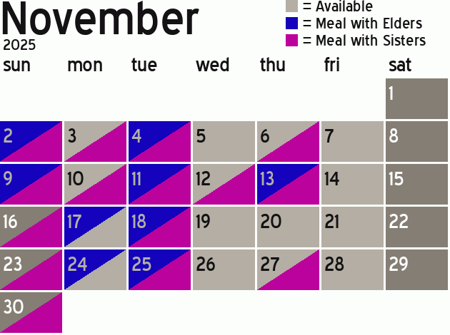 Missionary Dinner Calendar