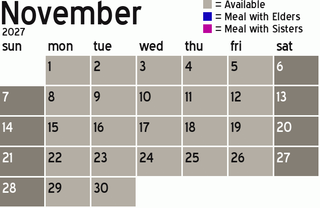 Missionary Dinner Calendar