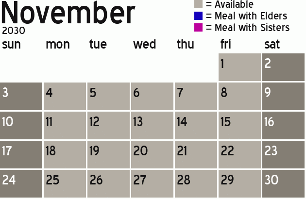 Missionary Dinner Calendar