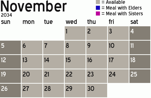 Missionary Dinner Calendar