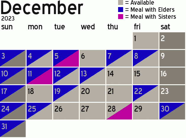 Missionary Dinner Calendar