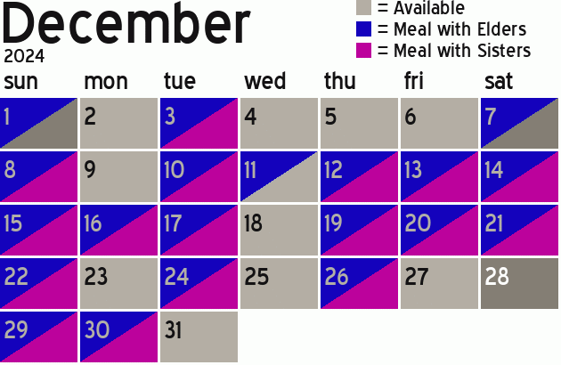 Missionary Dinner Calendar