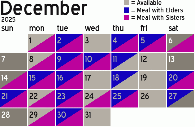 Missionary Dinner Calendar