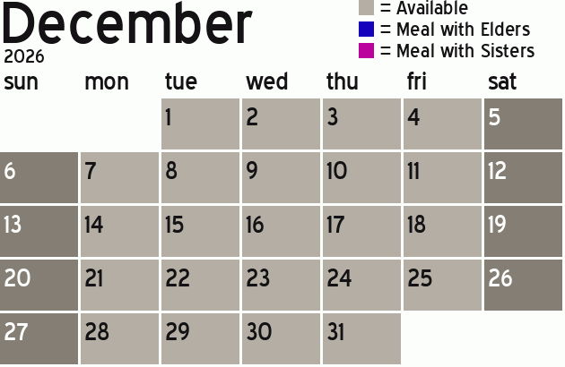 Missionary Dinner Calendar