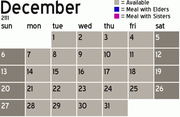 Missionary Dinner Calendar