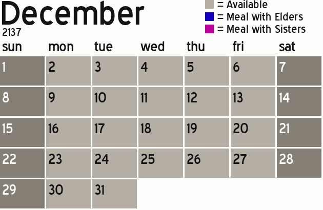 Missionary Dinner Calendar